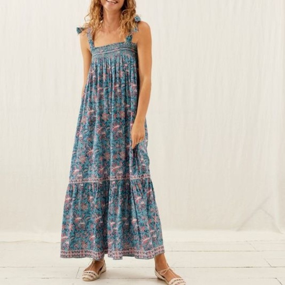 Floral Blue Maxi Dress - Picture 1 of 4